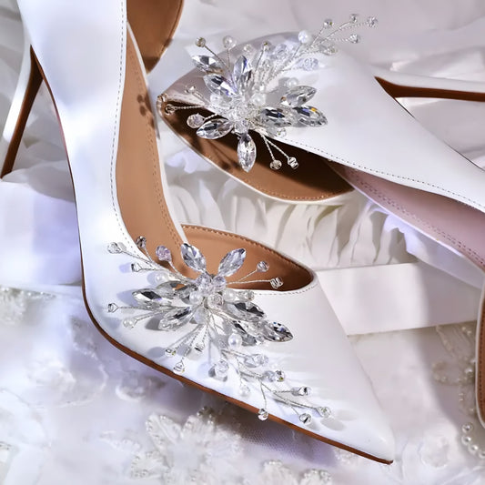 Nr.16 Glitzernde Kristall Schuhclips in Flocken Design – Eleganz für Brautschuhe und Abendmode