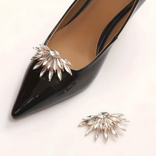 Elegante Schuhclips mit Kristallblättern – Glamouröse Verzierung für Braut- und Abendschuhe