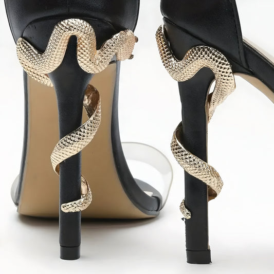 Nr.19 “Elegante goldene Schlangendekoration für Absatzschuhe – Stilvolles Accessoire für extravagante Looks