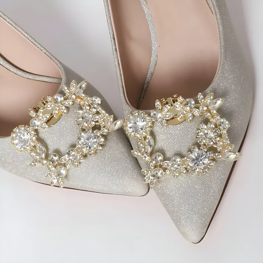 7.Funkelnde Kristall-Schuhclips in Blütenform – Eleganter Glamour für jeden Anlass
