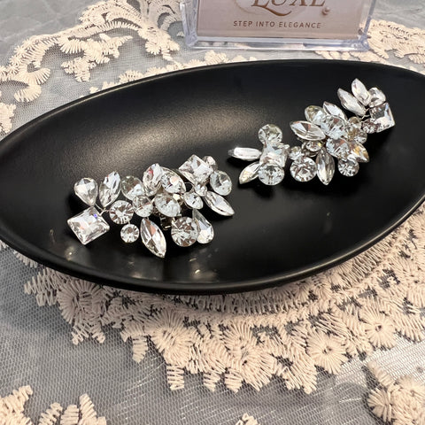 8. Glitzernde Kristall Schuhclips im Blätterdesign – Silber Eleganz für besondere Anlässe